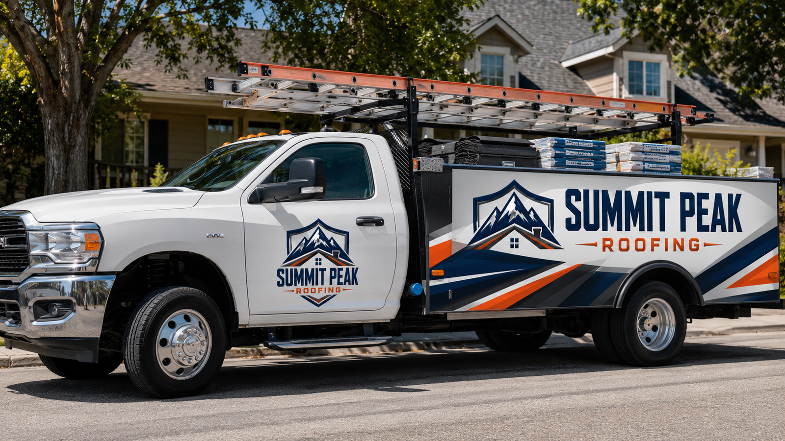 Summit Peak Roofing truck used for standard roofing jobs